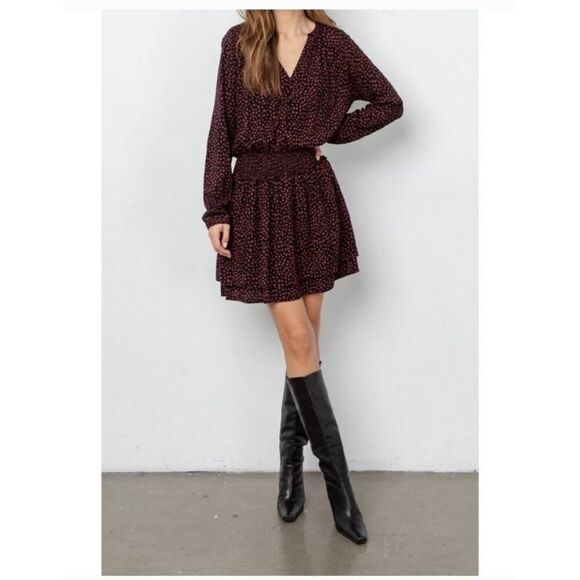 Rails Jasmine Enamoured dress Smocked Waist Black Red Hearts  size S - Picture 1 of 10